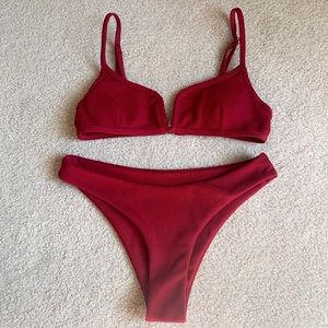 Trendy Maroon Bikini Set